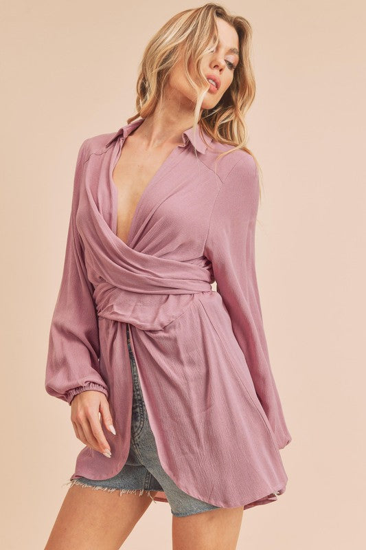 Margot Tie Front Wrap Top Aemi + Co   