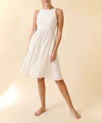 Bamboo Midi Flowy Amy Dress Fabina IVORY S 