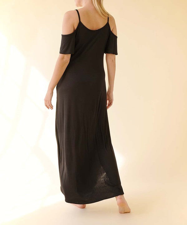 Bamboo Cold Shoulder Maxi Dress Fabina   