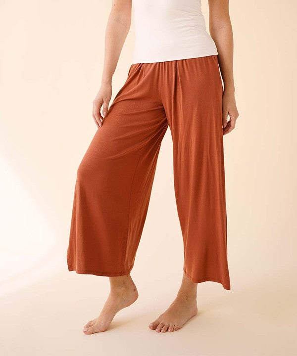 Bamboo Ankle Length Slit Flare Pants Fabina   