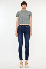 High-Rise Slim Fit Raw Hem Ankle Jeans Kancan