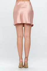 Peach Satin Mini Skirt with Slit Renee C.   