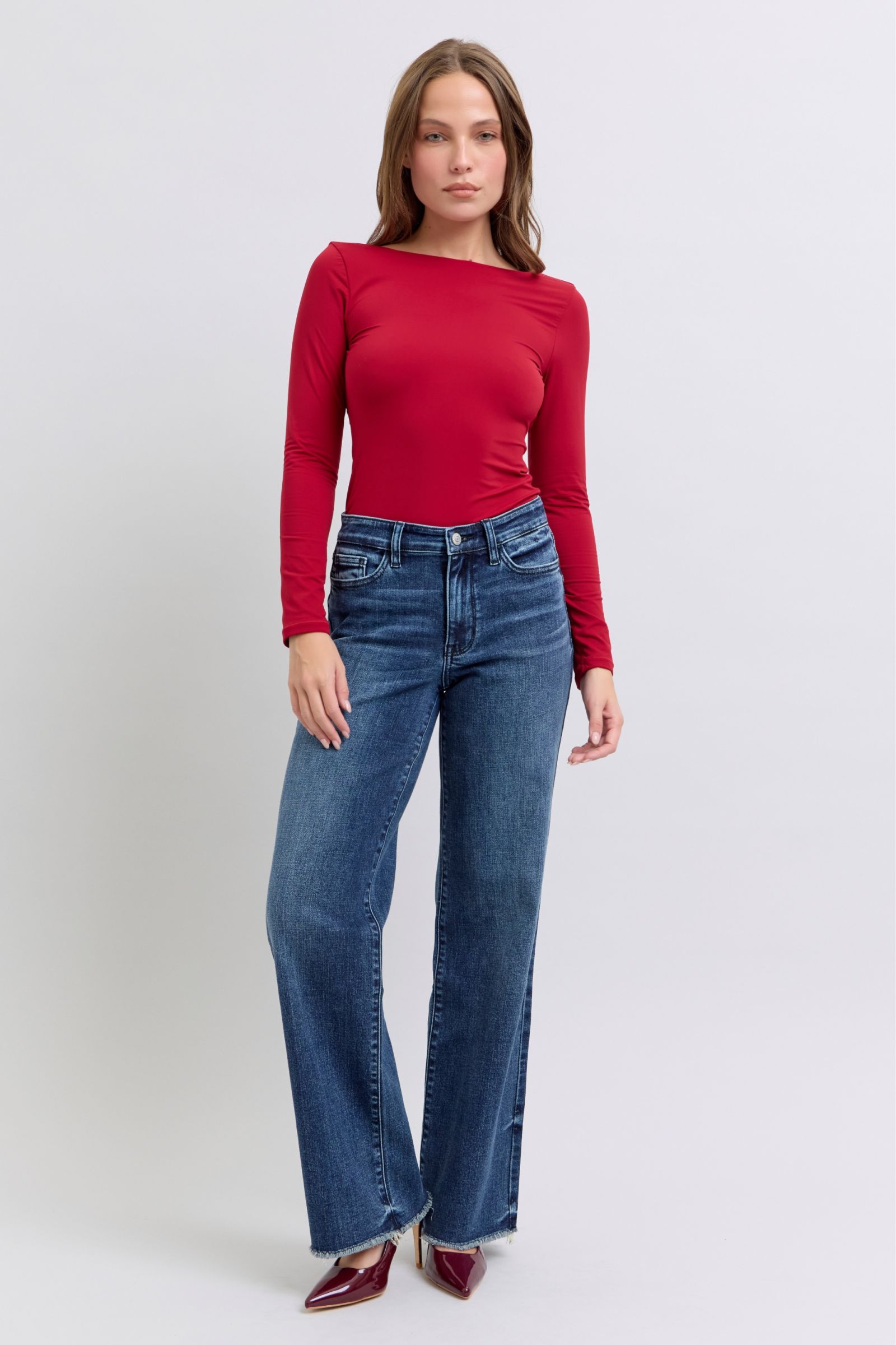 Raw Hem Mid Rise Jeans Judy Blue