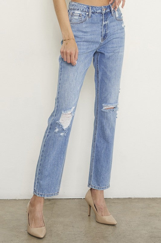 High Rise Distressed Girlfriend Jeans Insane Gene   