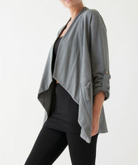 Hemp Open Front Adjustable Jacket Fabina DULL GREY S 