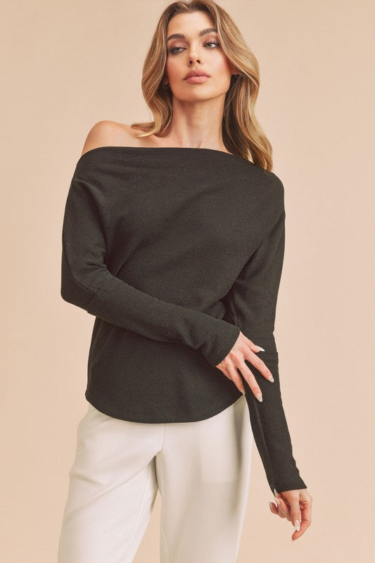 Lula Off Shoulder Thermal Long Sleeve Top Aemi + Co   