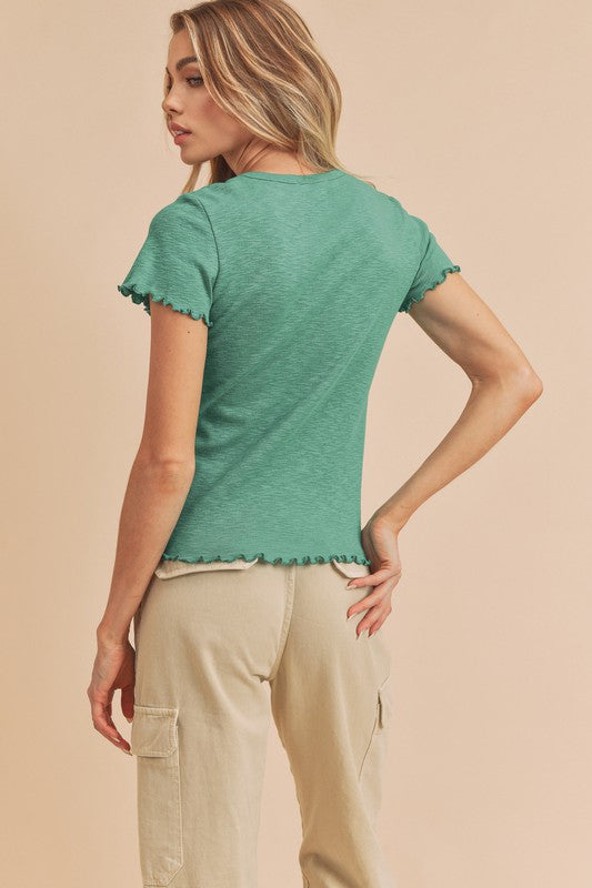 Orly Lettuce Hem Short Sleeve Top Aemi + Co   