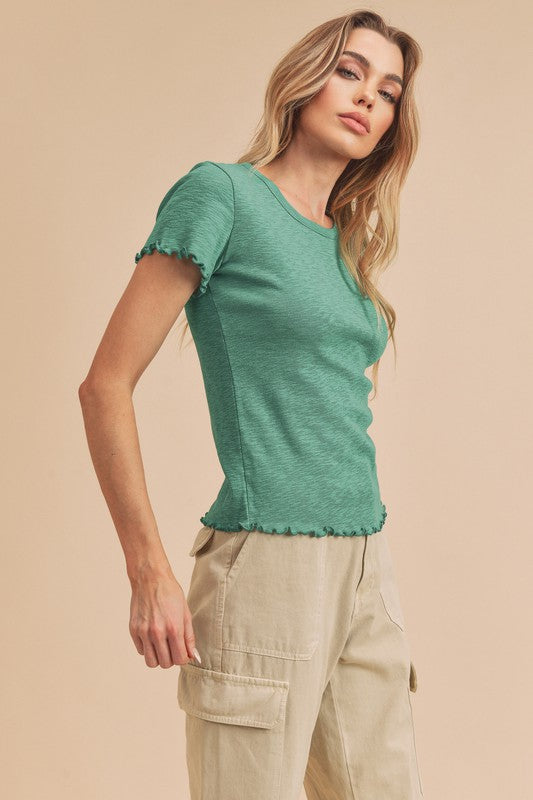 Orly Lettuce Hem Short Sleeve Top Aemi + Co   