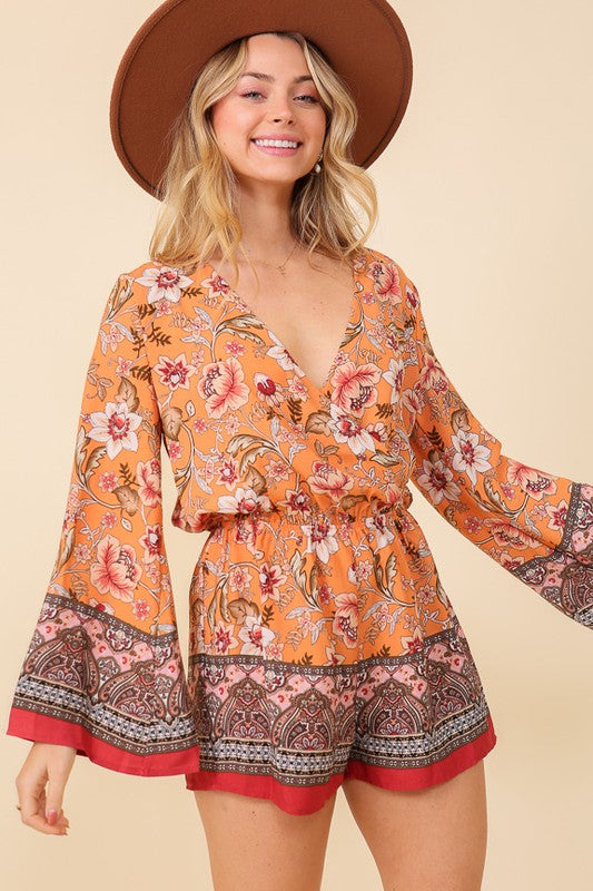 Boho Brunch Floral Print Romper TIMING   