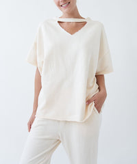 Raw Edge Oversized Crop Top Fabina vanilla S 