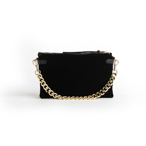 Velvet Envelope Gold Chain Boho Handbag Thomas and Lee Co black OS 