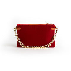 Velvet Envelope Gold Chain Boho Handbag Thomas and Lee Co Red OS 