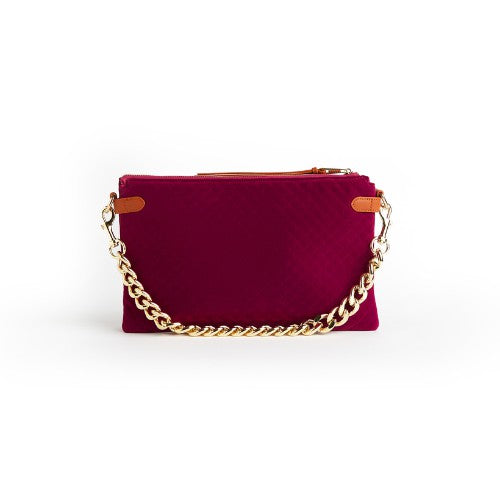 Velvet Envelope Gold Chain Boho Handbag Thomas and Lee Co Fuchsia OS 