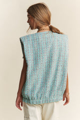 Frayed Tweed Padded Shoulder Vest J.NNA   