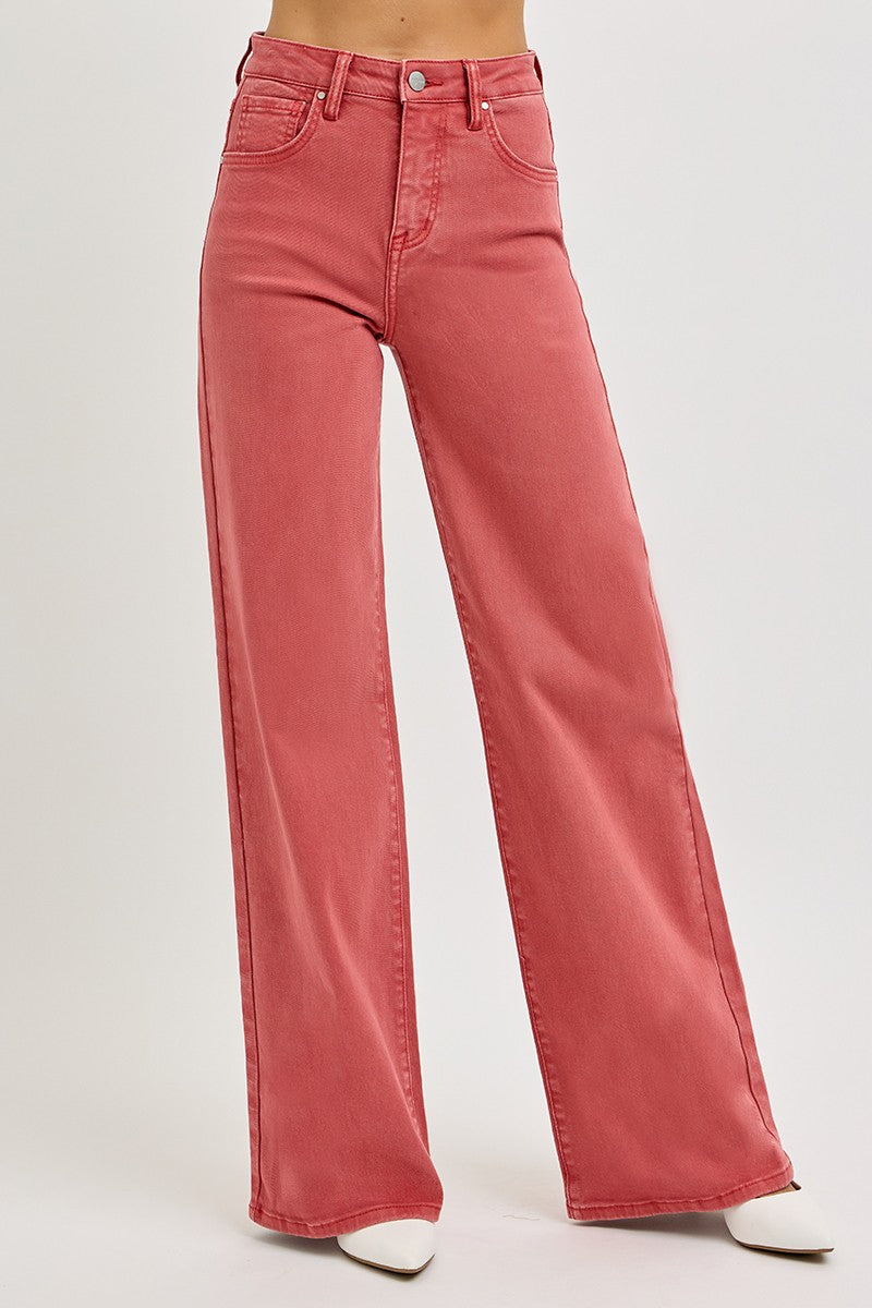 High Rise Tummy Control Wide Leg Jeans Risen   