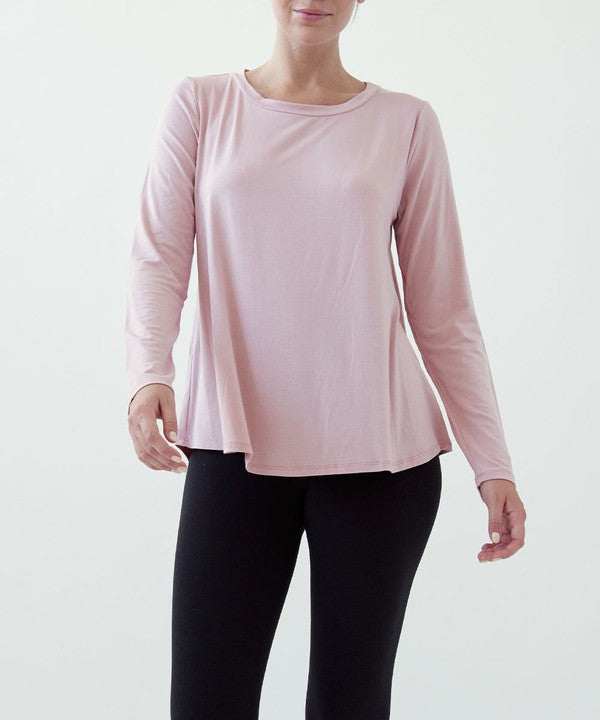 Bamboo Classic Long Sleeve Relaxed Top Fabina MAUVE S 