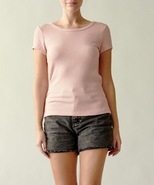 Bamboo Waffle Knit Ribbed Classic Top Fabina   