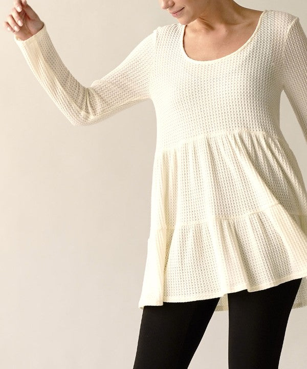 Bamboo Waffle Knit Babydoll Tunic Fabina   