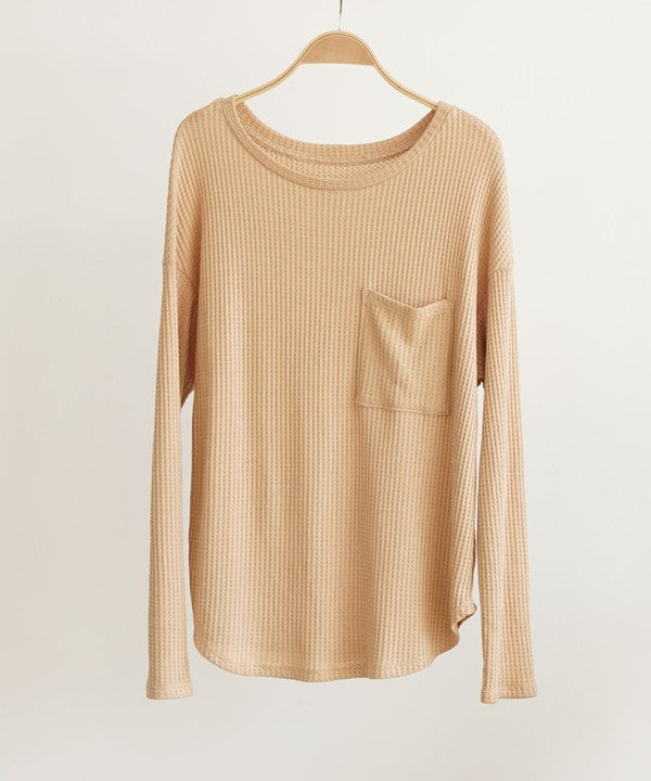 Bamboo Waffle Knit Long Sleeve Oversized Pullover Fabina   