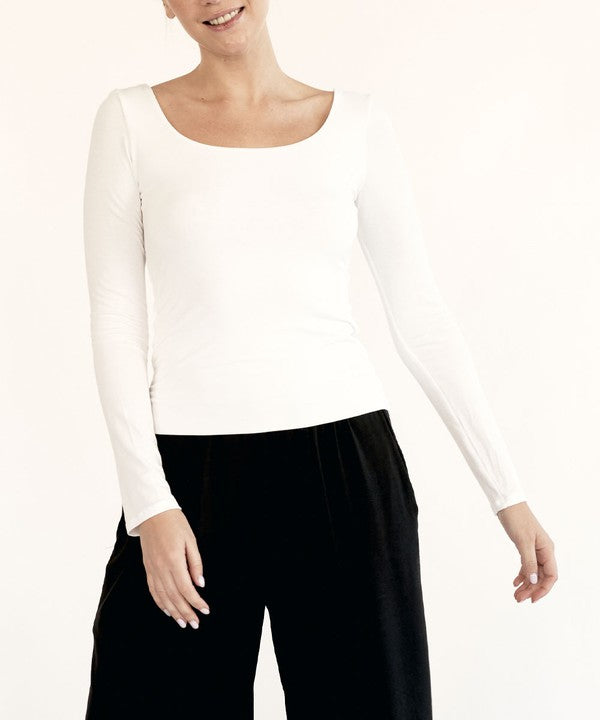 Bamboo Long Sleeve Double Layered Top Fabina   