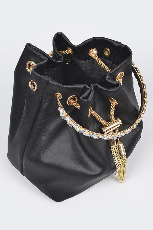 Satin Bucket Clutch Bag with Top Handle Artini Accessories   