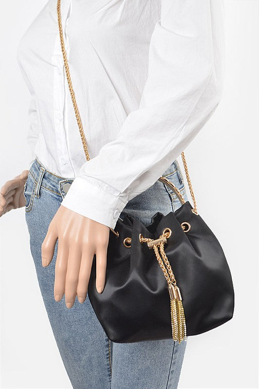 Satin Bucket Clutch Bag with Top Handle Artini Accessories   