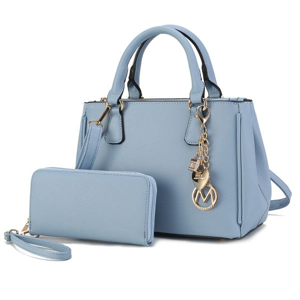 Ruth Satchel Bag with Wallet by Mia MKF Collection by Mia K Denim One Size 