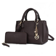 Ruth Satchel Bag with Wallet by Mia MKF Collection by Mia K Coffee One Size 