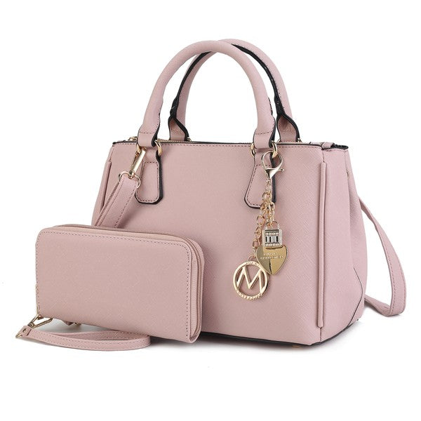 Ruth Satchel Bag with Wallet by Mia MKF Collection by Mia K Dusty Rose One Size 