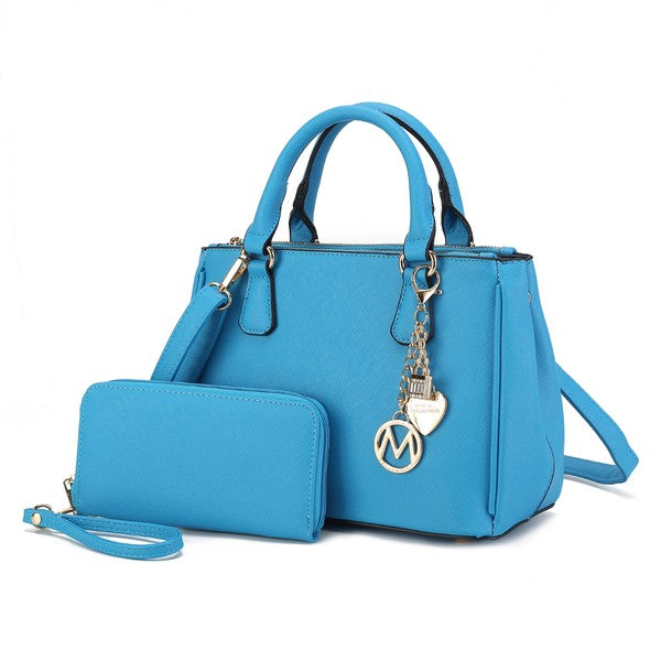 Ruth Satchel Bag with Wallet by Mia MKF Collection by Mia K Turquoise One Size 