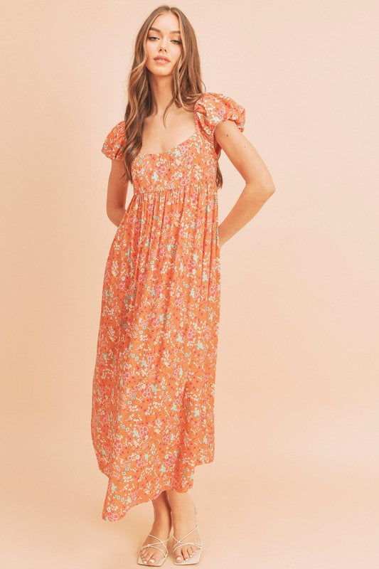 Amelia Floral Maxi Dress Aemi + Co CORAL S 