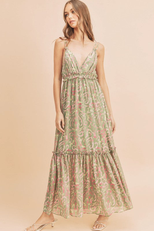 Davia Tiered Floral Maxi Dress Aemi + Co   