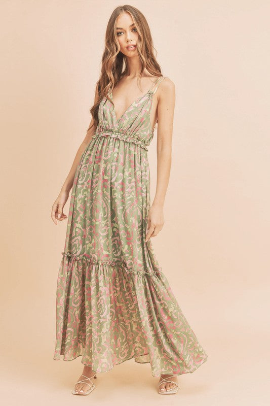 Davia Tiered Floral Maxi Dress Aemi + Co   