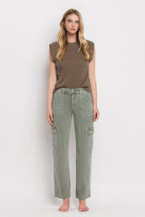 Straight High Rise Cargo Jeans VERVET   