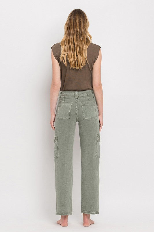 Straight High Rise Cargo Jeans VERVET   