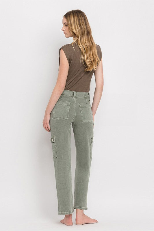 Straight High Rise Cargo Jeans VERVET   