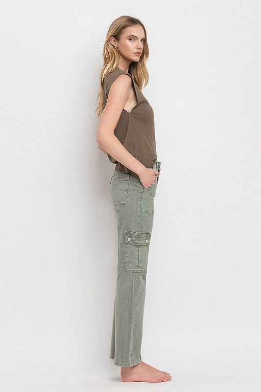 Straight High Rise Cargo Jeans VERVET   