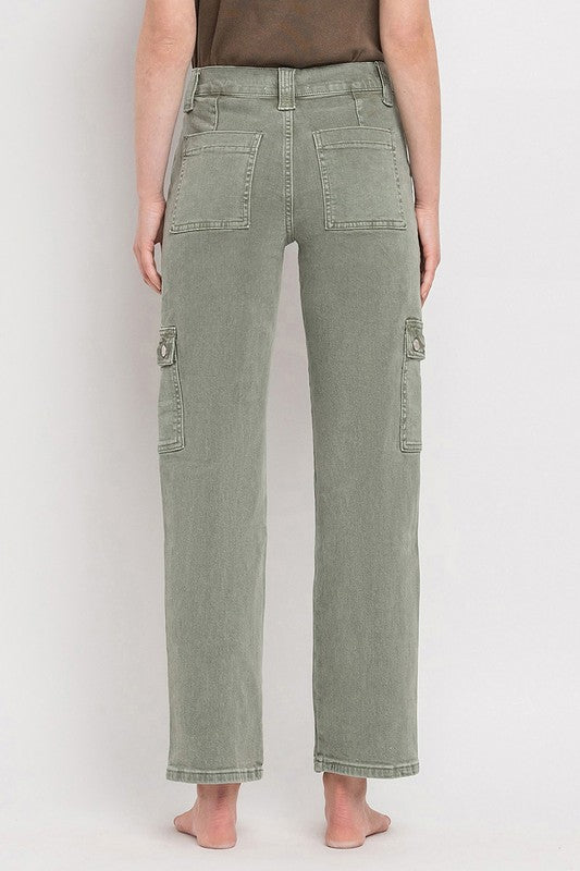 Straight High Rise Cargo Jeans VERVET   