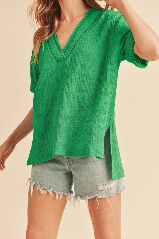 Trudie V-neck Short Sleeve Top Aemi + Co   