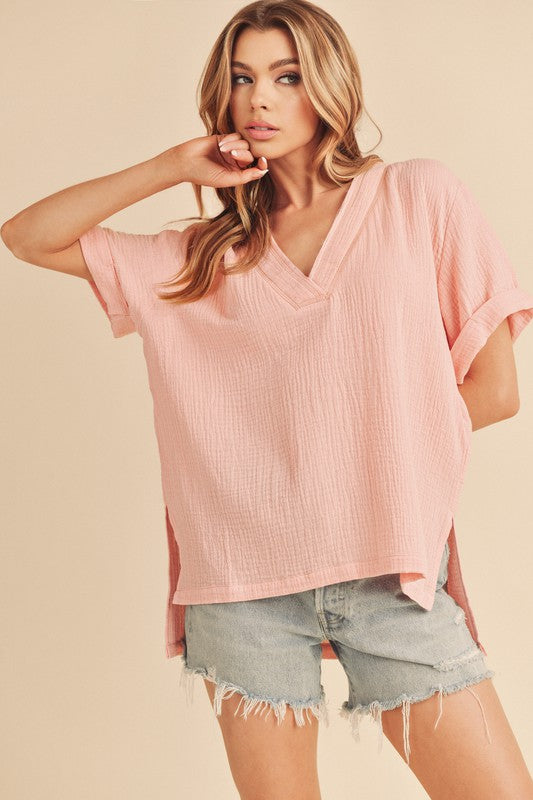 Trudie V-neck Short Sleeve Top Aemi + Co   