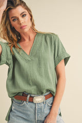 Trudie V-neck Short Sleeve Top Aemi + Co   