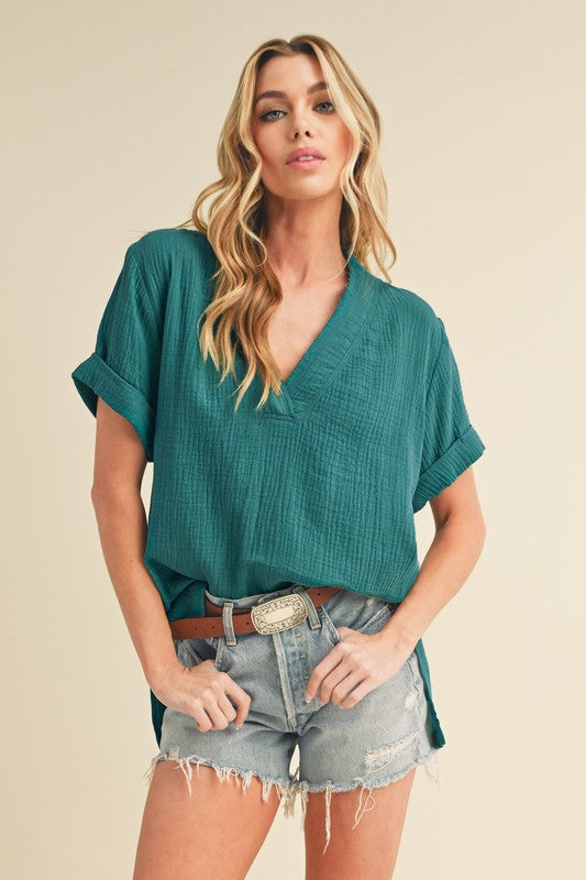 Trudie V-neck Short Sleeve Top Aemi + Co   