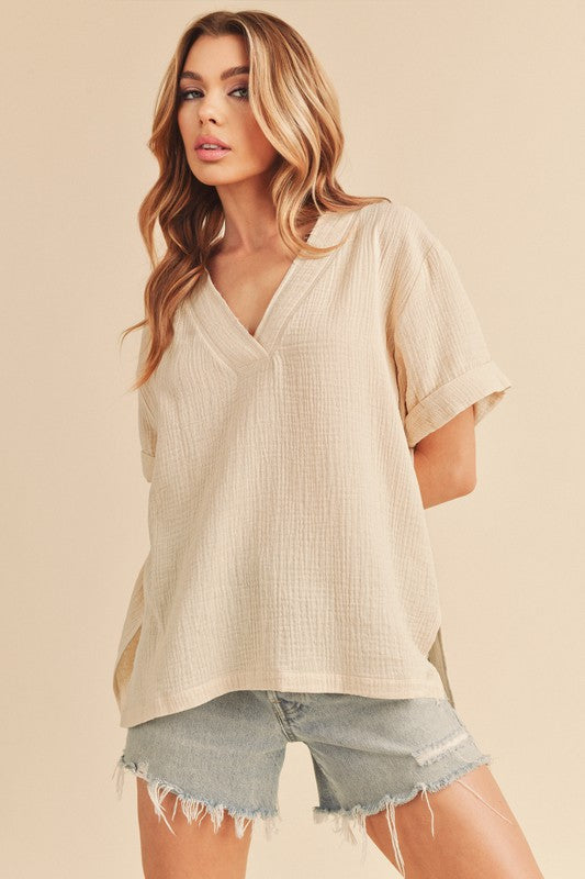 Trudie V-neck Short Sleeve Top Aemi + Co   