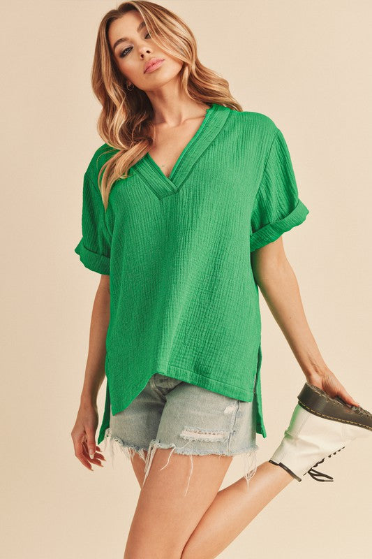 Trudie V-neck Short Sleeve Top Aemi + Co   