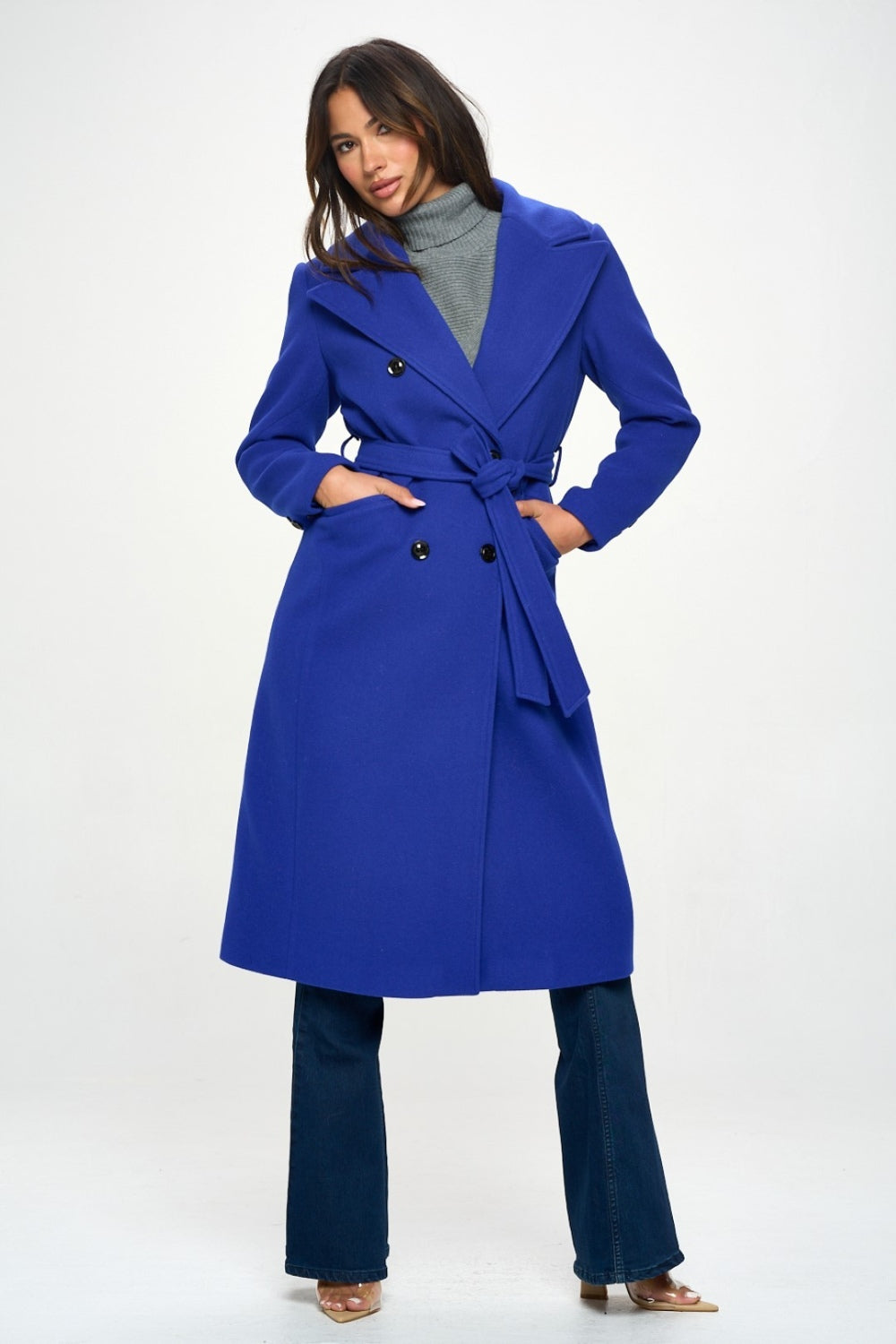 Double-Breasted Longline Coat with Belt Coalition LA   