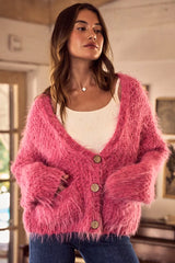 Soft Touch Hairy Loose Fit Cozy Sweater Cardigan So Me