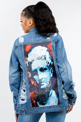 Button Up Distressed Denim Jacket American Bazi   