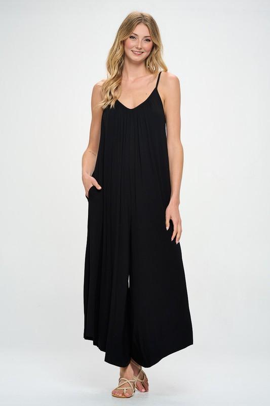 Black Modal Spandex Soft Knit Jumpsuit Renee C.   