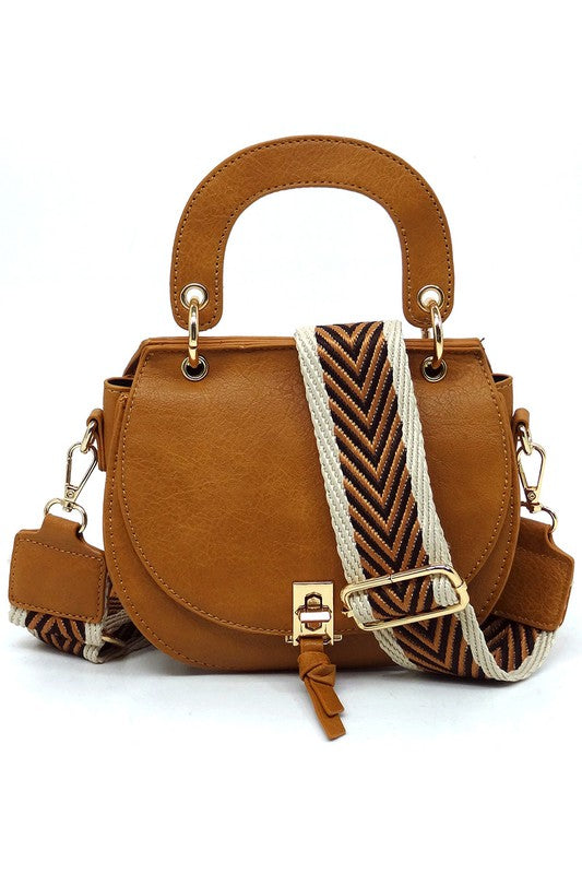 Flap Saddle Satchel Crossbody Guitar Strap Bag Simmer & Fay L/BROWN one 