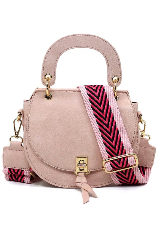 Flap Saddle Satchel Crossbody Guitar Strap Bag Simmer & Fay BLUSH one 